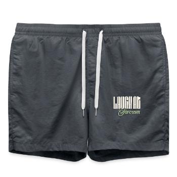 Laugh at sarcasm, enjoy irony - Swim Trunks - anthracite - Front - AI Model Male 185 light (185cm)