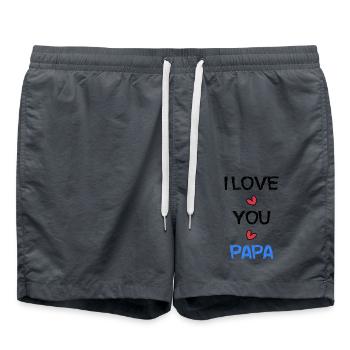 DAD. FATHER's DAY. HAPPY BIRTHDAY DAD. HAPPY BIRTHDAY - Swim Trunks - anthracite - Front - AI Model Male 185 light (185cm)