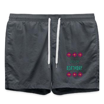 ALLES GUTE ZUM GEBURTSTAG. ALLES GUTE ZUM GEBURTSTAG. JAHRESTAG. - Badeshorts - Anthrazit - Vorne - AI Model Male 185 light (185cm)