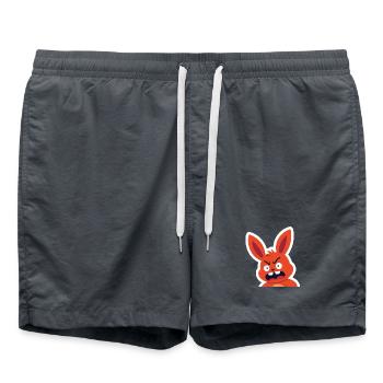 Angry Red Bunny Cartoon - Swim Trunks - anthracite - Front - AI Model Male 185 light (185cm)