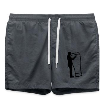 Wedding Groom Embrasse la bière - Short de bain - charbon - Devant - AI Model Male 185 light (185cm)