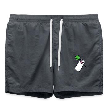 cadeau de pattes de chat à pétales de trèfle à quatre feuilles - Short de bain - charbon - Devant - AI Model Male 185 light (185cm)