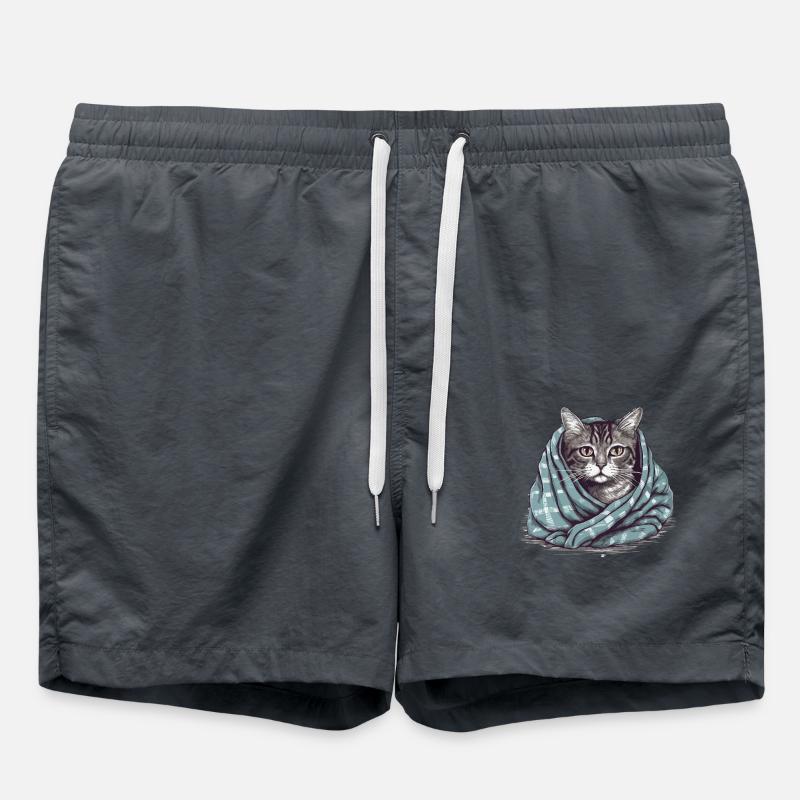 Chat dans une couverture - Short de bain - charbon