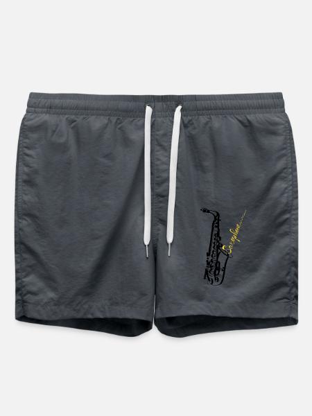 Saxophon Spieler Handwriting Geschenk Shirt - Badeshorts - Anthrazit