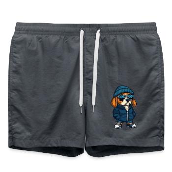 Beagle Dog Winter - Swim Trunks - anthracite - Front - AI Model Male 185 light (185cm)