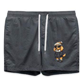 Golden Retriever Dog Winter Comic Funny - Swim Trunks - anthracite - Front - AI Model Male 185 light (185cm)