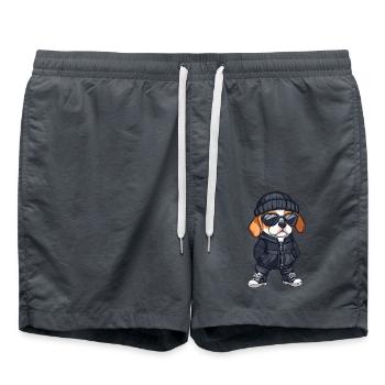 Beagle Hund Winter Comic - Badeshorts - Anthrazit - Vorne - AI Model Male 185 light (185cm)