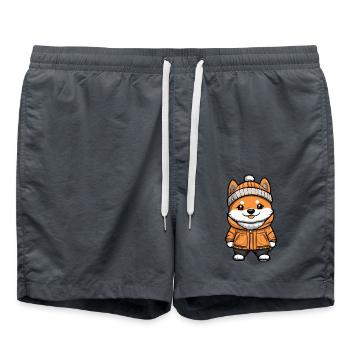 Akita Inu Dog Cartoon - Swim Trunks - anthracite - Front - AI Model Male 185 light (185cm)