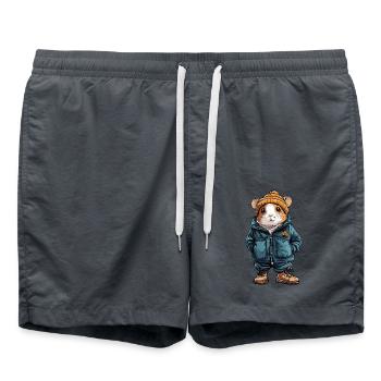 Hamster Lustig Winter - Badeshorts - Anthrazit - Vorne - AI Model Male 185 light (185cm)