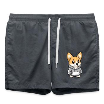 Chien Corgi Drôle - Short de bain - charbon - Devant - AI Model Male 185 light (185cm)