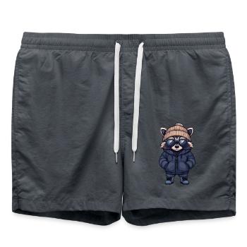 Waschbär Cool Comic - Badeshorts - Anthrazit - Vorne - AI Model Male 185 light (185cm)