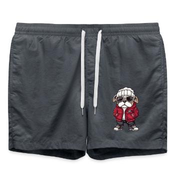 Bulldog chien bande dessinée cool - Short de bain - charbon - Devant - AI Model Male 185 light (185cm)