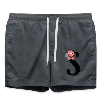 Letter S Minimalist Flowers - Swim Trunks - anthracite - Front - AI Model Male 185 light (185cm)