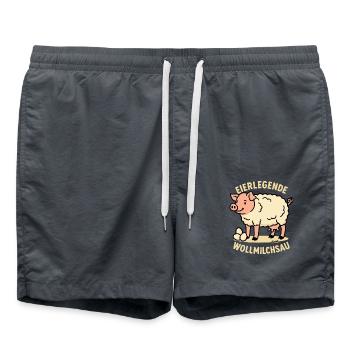 Egg-laying Woolly Milk Sow Cartoon - Swim Trunks - anthracite - Front - AI Model Male 185 light (185cm)