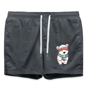 Ours polaire mignon dans un look d’hiver festif ! - Short de bain - charbon - Devant - AI Model Male 185 light (185cm)