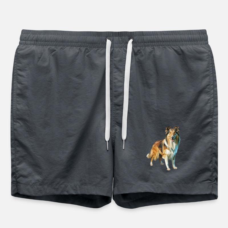 Border Collie - Cooles Low Poly Logo - Badeshorts - Anthrazit