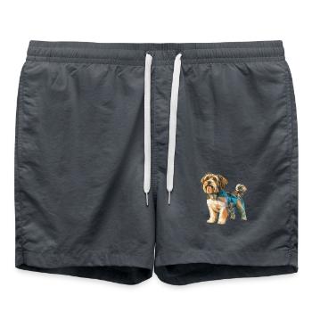 Shih Tzu - Cool Low Poly Logo - Short de bain - charbon - Devant - AI Model Male 185 light (185cm)