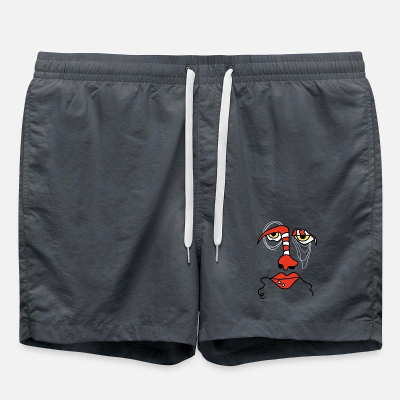 Visage abstrait avec rayures - Short de bain - charbon