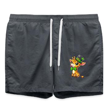 Girafe de la Saint-Patrick : Design Kawaii mignon - Short de bain - charbon - Devant - AI Model Male 185 light (185cm)