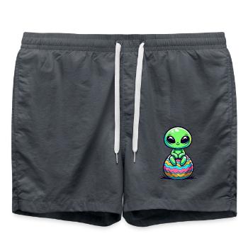 Cute Alien on Colorful Easter Egg - Swim Trunks - anthracite - Front - AI Model Male 185 light (185cm)