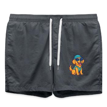 Cooler Hund – Süßer Cartoon mit Stil - Badeshorts - Anthrazit - Vorne - AI Model Male 185 light (185cm)