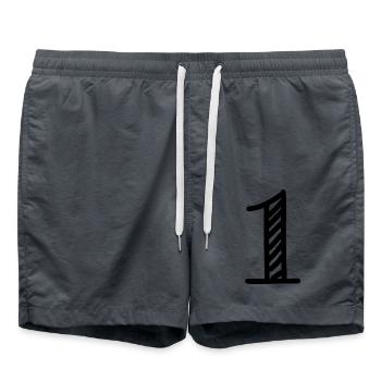 1 AN. 1er ANNIVERSAIRE. ANNIVERSAIRE 1 AN.1 - Short de bain - charbon - Devant - AI Model Male 185 light (185cm)