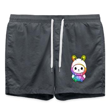 Bunny Winter Animal Colorful Comic - Swim Trunks - anthracite - Front - AI Model Male 185 light (185cm)