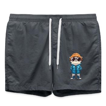 Erdmännchen Winter - Badeshorts - Anthrazit - Vorne - AI Model Male 185 light (185cm)