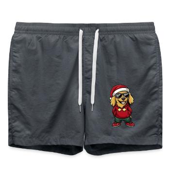 Golden Retriever Dog Christmas Cool X-Mas - Swim Trunks - anthracite - Front - AI Model Male 185 light (185cm)
