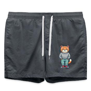 Funny Chilled Cat Love Cats - Swim Trunks - anthracite - Front - AI Model Male 185 light (185cm)
