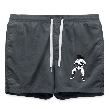Karate Girl Fighter - Martial Arts Sports Sticker - Badeshorts - Anthrazit - Vorne - AI Model Male 185 light (185cm)
