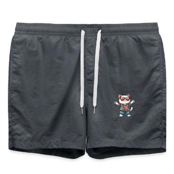 Cat Comic Holiday - Swim Trunks - anthracite - Front - AI Model Male 185 light (185cm)
