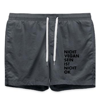 nicht vegan sein ist nicht ok - Badeshorts - Anthrazit - Vorne - AI Model Male 185 light (185cm)
