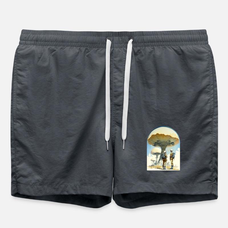 Mushroom Digital Space Art 70s - Swim Trunks - anthracite
