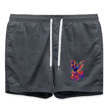 Power-Kick: Colorful kickboxer for strong women - Swim Trunks - anthracite - Front - AI Model Male 185 light (185cm)