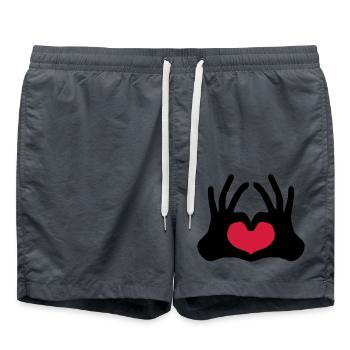 forme contours 2 haende couple équipe hand signe demi - Short de bain - charbon - Devant - AI Model Male 185 light (185cm)