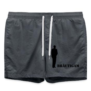 Junggesellenabschied Polterabend Bräutigam - Badeshorts - Anthrazit - Vorne - AI Model Male 185 light (185cm)