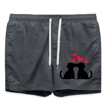Couple kissing dogs in love - Swim Trunks - anthracite - Front - AI Model Male 185 light (185cm)