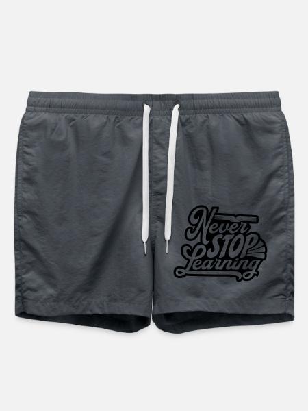 never stop learning quote - Swim Trunks - anthracite