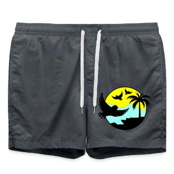 Paradise Birds 02 - Swim Trunks - anthracite - Front - AI Model Male 185 light (185cm)