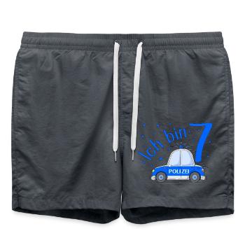 Police Car I' Birthday Blue - Swim Trunks - anthracite - Front - AI Model Male 185 light (185cm)