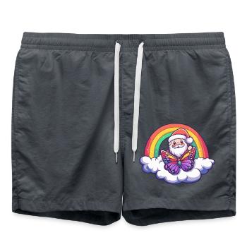 Schmetterling Weihnachtsmann Regenbogen - Badeshorts - Anthrazit - Vorne - AI Model Male 185 light (185cm)