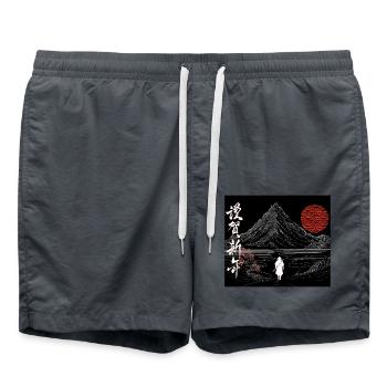 White and Red Japanese the serene way, Happy New Year - Swim Trunks - anthracite - Front - AI Model Male 185 light (185cm)