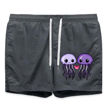 Méduses Couple Saint-Valentin - Short de bain - charbon - Devant - AI Model Male 185 light (185cm)