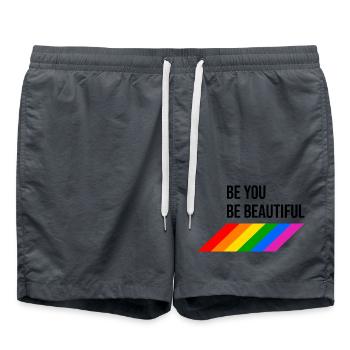Be You Be Beautiful Regenbogen - Badeshorts - Anthrazit - Vorne - AI Model Male 185 light (185cm)