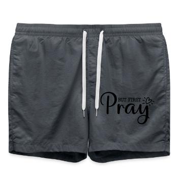 Als erstes: Beten - Badeshorts - Anthrazit - Vorne - AI Model Male 185 light (185cm)