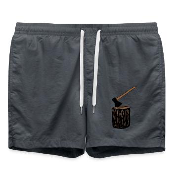 Axt und Baumstamm - Badeshorts - Anthrazit - Vorne - AI Model Male 185 light (185cm)