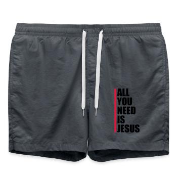 Strip Need Jesus - Swim Trunks - anthracite - Front - AI Model Male 185 light (185cm)
