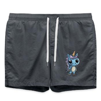Licorne Halloween Bande dessinée drôle - Short de bain - charbon - Devant - AI Model Male 185 light (185cm)