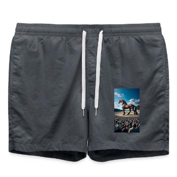 Cheval au trot - Short de bain - charbon - Devant - AI Model Male 185 light (185cm)